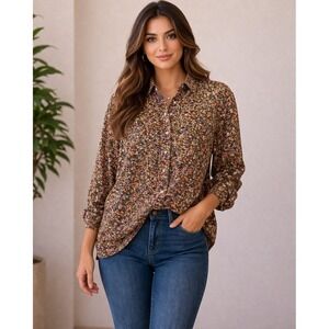Liz Claiborne- Floral Button‎ Down Shirt - Multicolor Size 1X